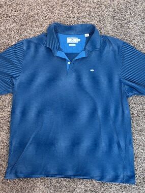 Men's Blue Striped Polo Shirt